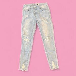 Enjean Women's Light Blue Ripped Skinny Jeans